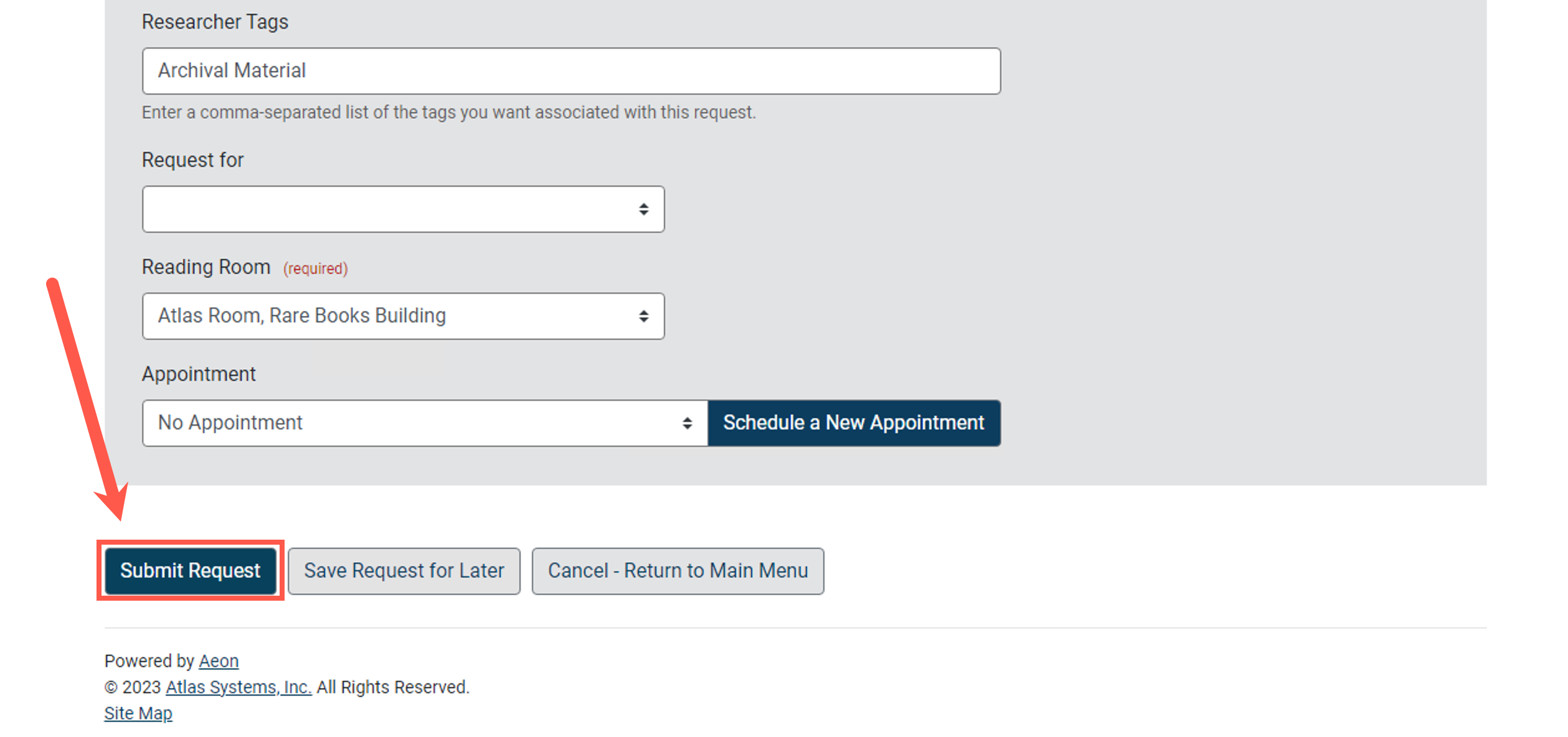 Submit Request button
